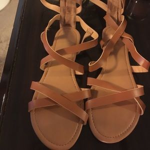 Wide calf tall strappy sandal